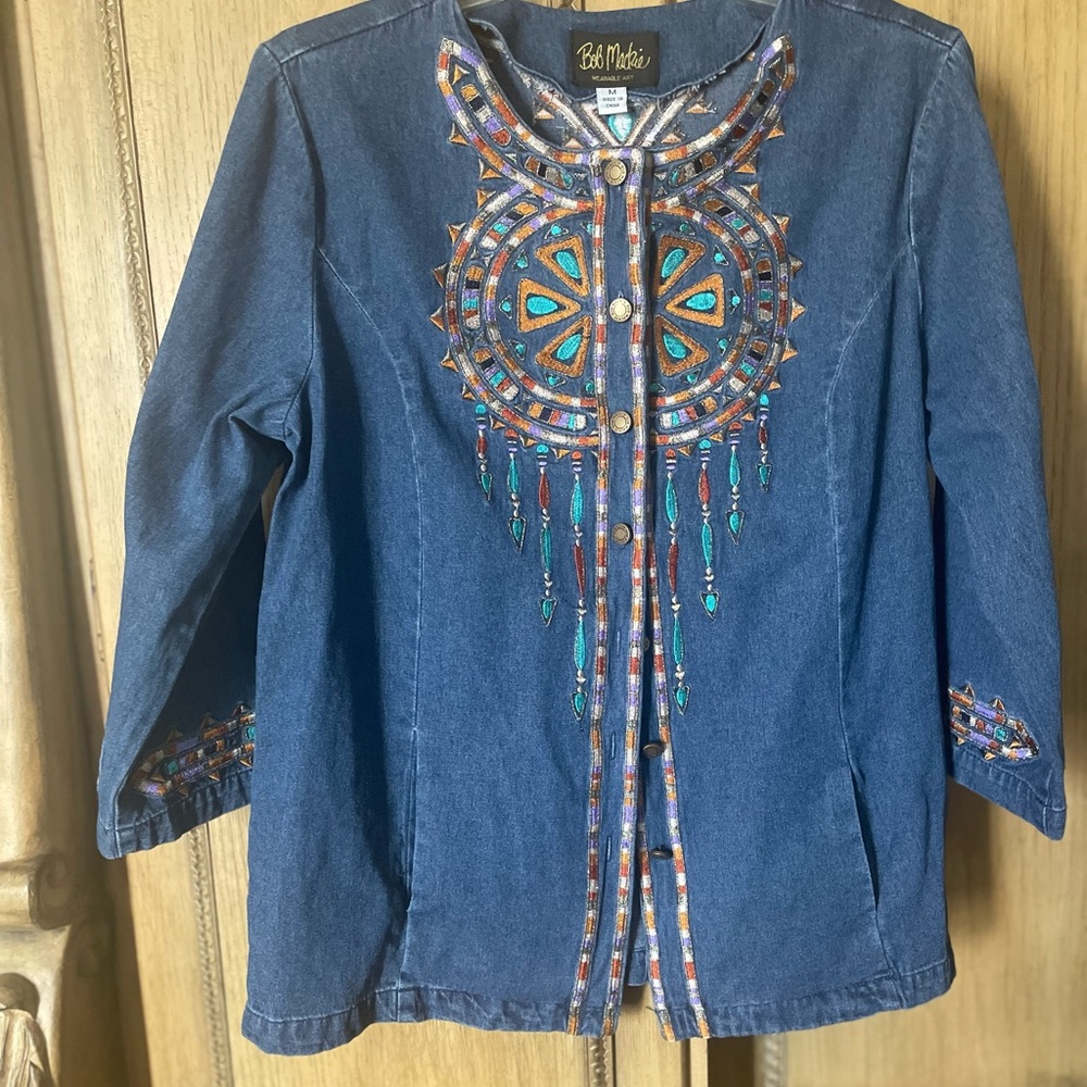 Rare vintage Bob Mackie wearable art shirt jacket - M